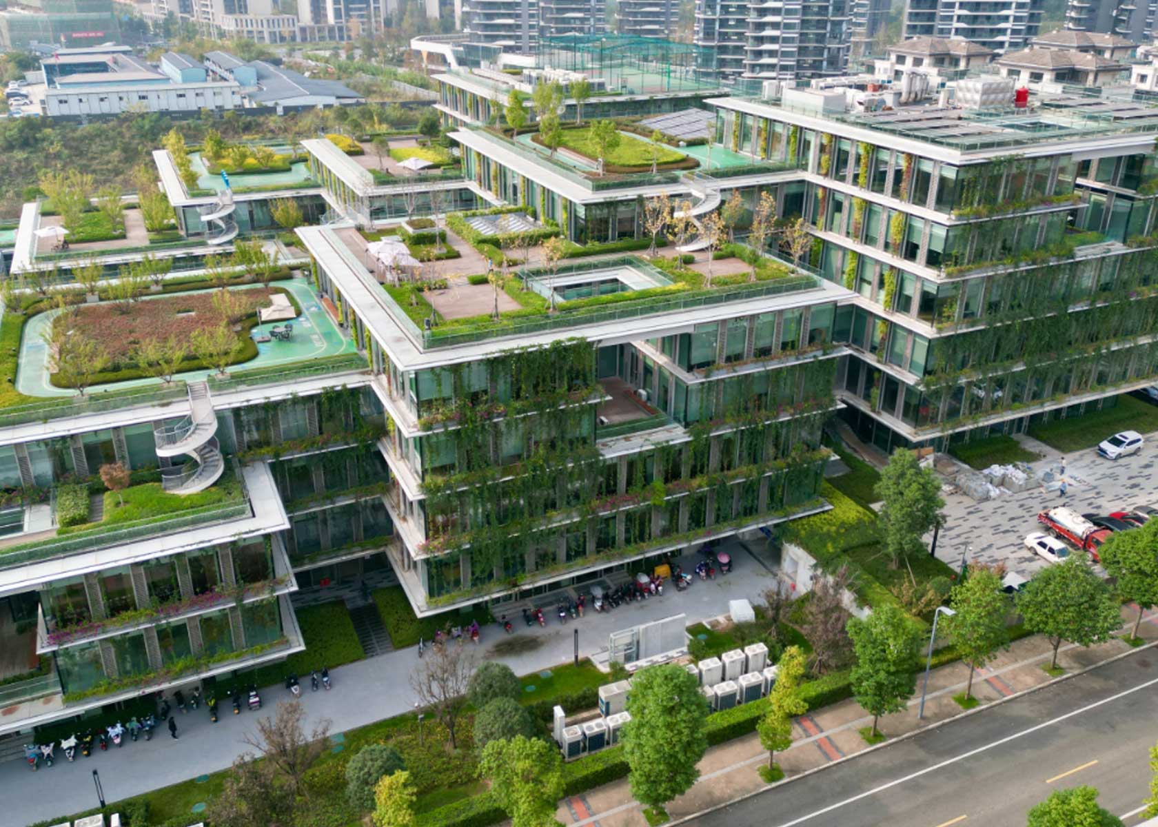 A green waterfall to depict carbon neutral