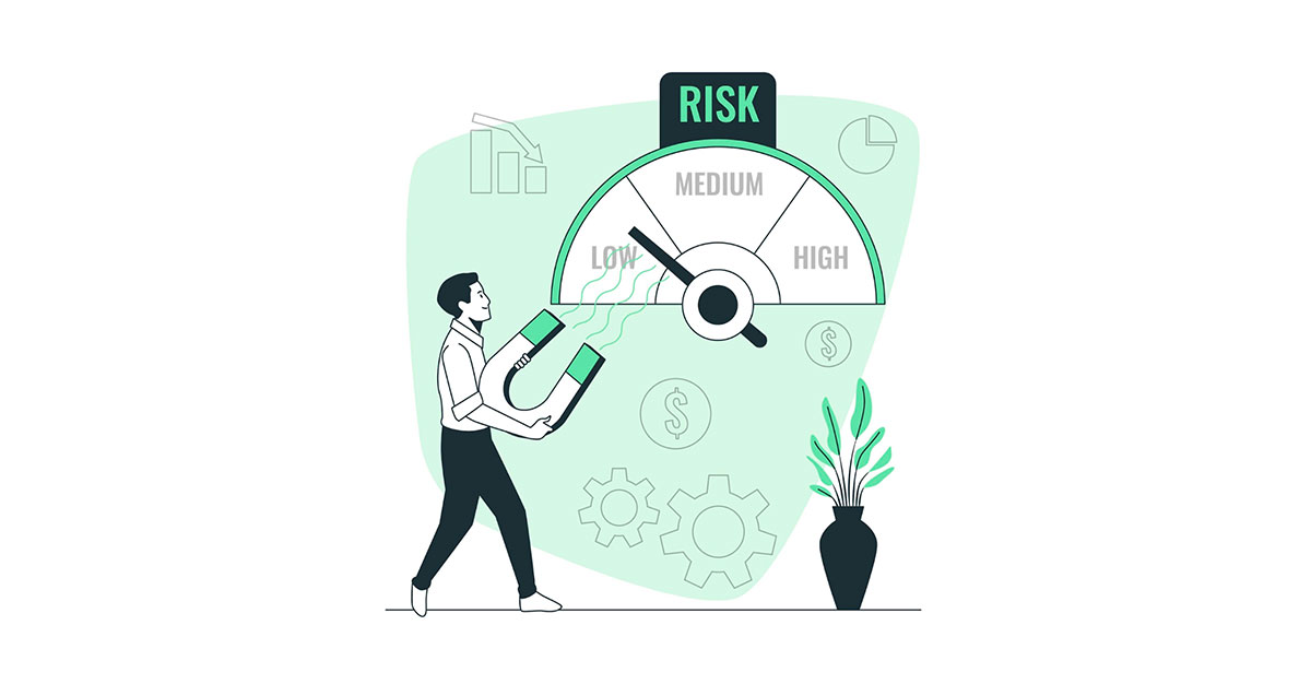An infographic depicting the meter of Transition risk from low to high